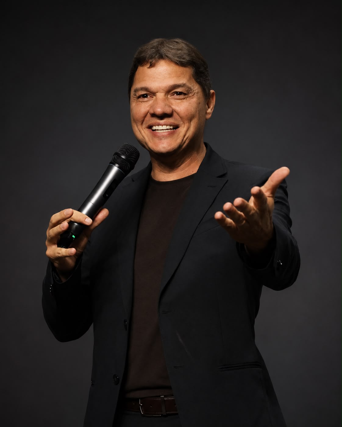 Pastor Allan com microfone
